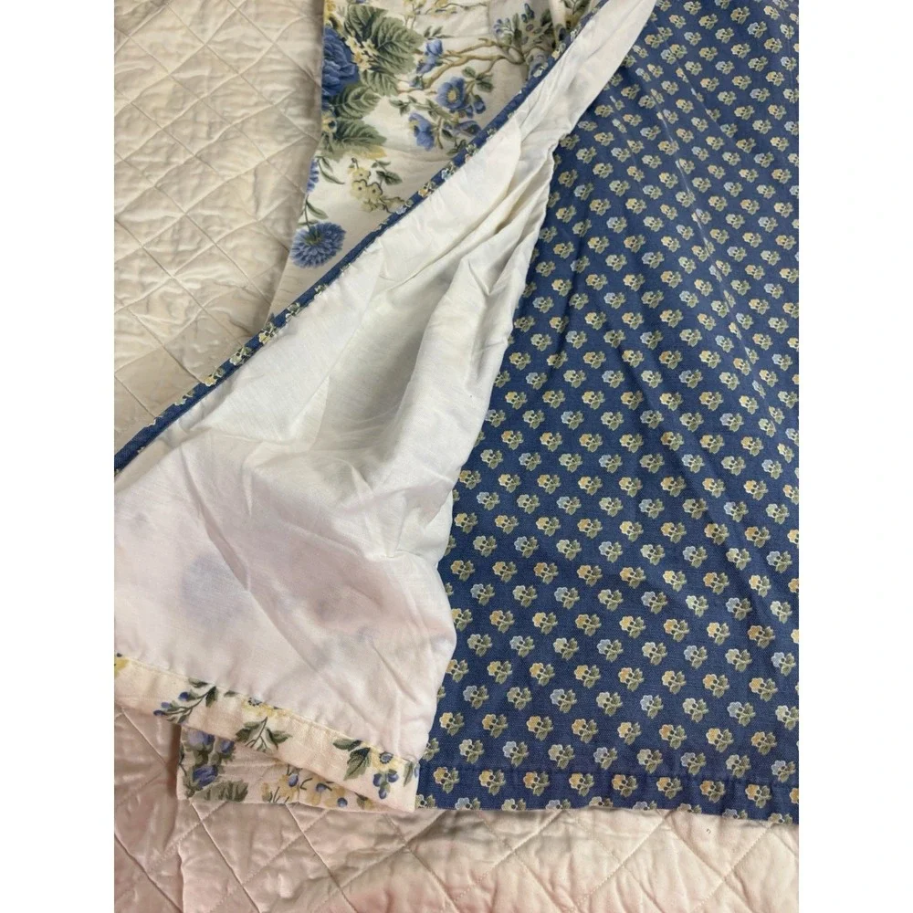 Waverly Valance Coventry Hill Chambray Blue Floral Swag Double Layer (1) Valance